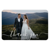 モダン書道結婚の写真ありがとう マグネット (横)