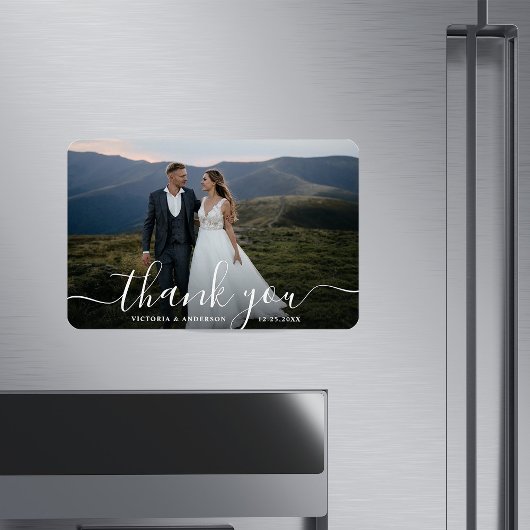 モダン書道結婚の写真ありがとう マグネット