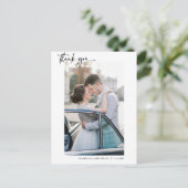 モダン書道結婚写真ありがとう ポストカード (スタンド正面)