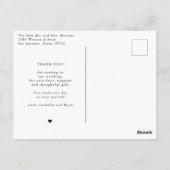 モダン書道結婚写真ありがとう ポストカード (裏面)