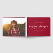 モダン書道赤記念写真葬式 ゲストブック (全面)