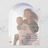 モダン書道w Duo写真Save the Date Arc 招待状 (正面/裏面)