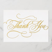 モダン書金ゴールド結婚サンキューカード 箔招待状 (正面)