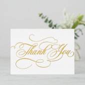 モダン書金ゴールド結婚サンキューカード 箔招待状 (立ち正面)