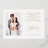 モダン書金ゴールド結婚サンキューカード 箔招待状 (裏面)