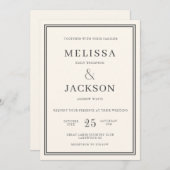 モダン最小エレガントクラシック結婚 招待状 (正面/裏面)