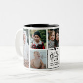 モダン最高のおじいちゃんが7枚の写真のコラージュ&ネーム ツートーンマグカップ (正面左)