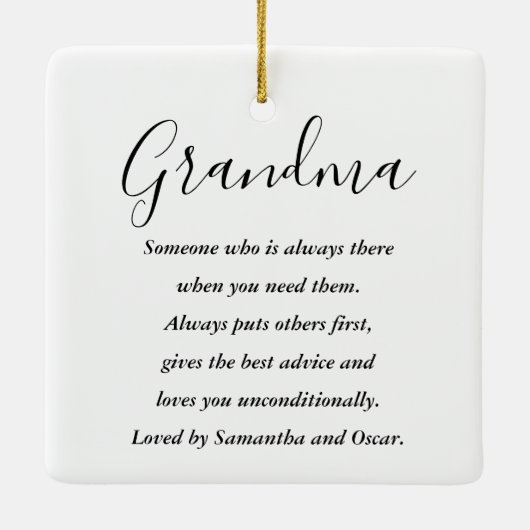 モダン最高のおばあちゃんエバー美しいクリスマスプレゼント セラミックオーナメント (裏面)