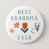 モダン最高のおばあちゃんフローラ母の日 缶バッジ (正面)