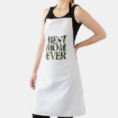 モダン最高のお母さん今まで可愛い花と緑の植物 エプロン (インサイチュ)