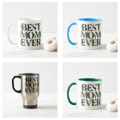 モダン最高のお母さん今まで可愛い花と緑の植物 コーヒーマグカップ