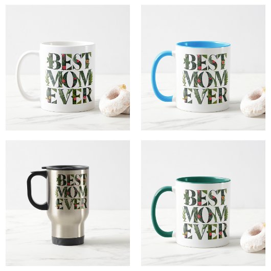 モダン最高のお母さん今まで可愛い花と緑の植物 コーヒーマグカップ