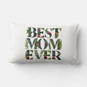 モダン最高のお母さん今まで可愛い花と緑の植物 ランバークッション (裏面)