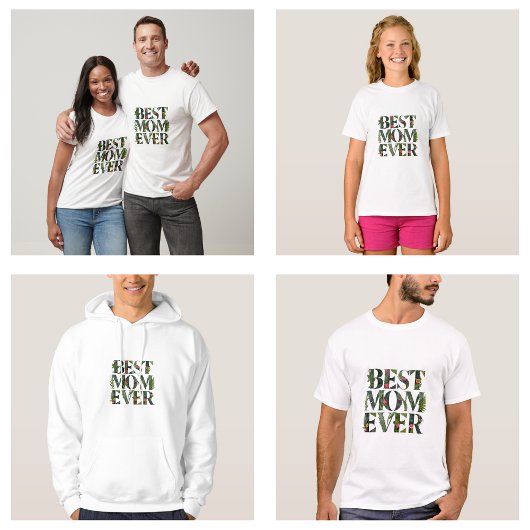 モダン最高のお母さん今まで可愛い花と緑の植物 Tシャツ