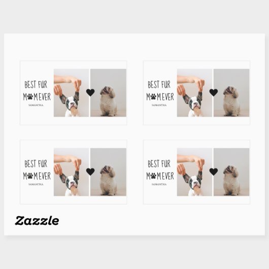 モダン最高のの母 |犬の写真 長方形シール (シート)