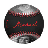 モダン最高のパパエバーブラックレッド名前をカスタムする 野球ボール (裏面)
