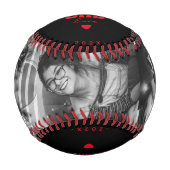 モダン最高のパパエバーブラックレッド名前をカスタムする 野球ボール (正面)