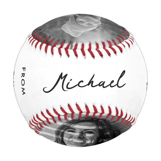モダン最高のパパエバー白黒名前をカスタムする 野球ボール (裏面)