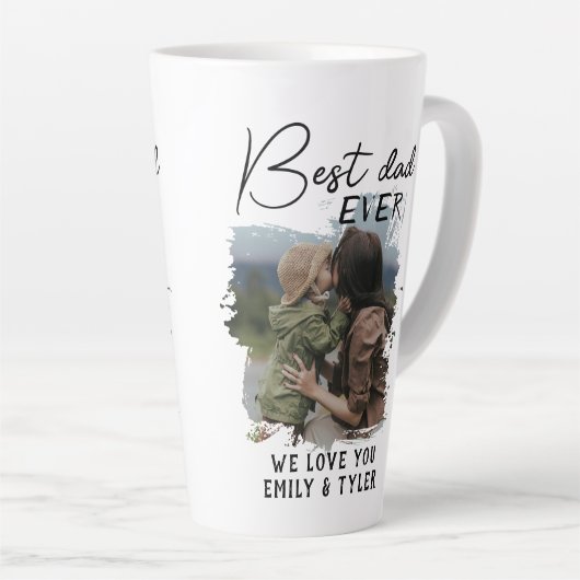 モダン最高のパパ写真父の日 カフェラテマグ (右アングル)