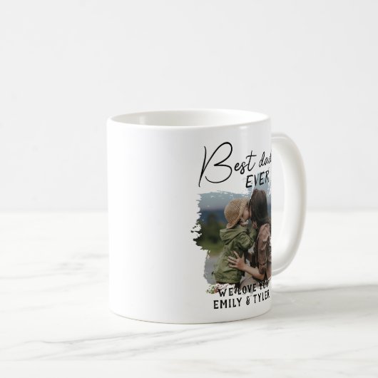 モダン最高のパパ写真父の日 コーヒーマグカップ (正面右)