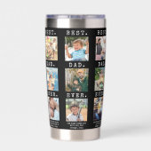 モダン最高のパパ18枚の写真カスタム列 保温保冷タンブラー (背面)