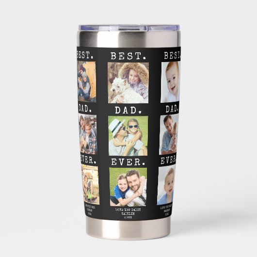 モダン最高のパパ18枚の写真カスタム列 保温保冷タンブラー (正面)