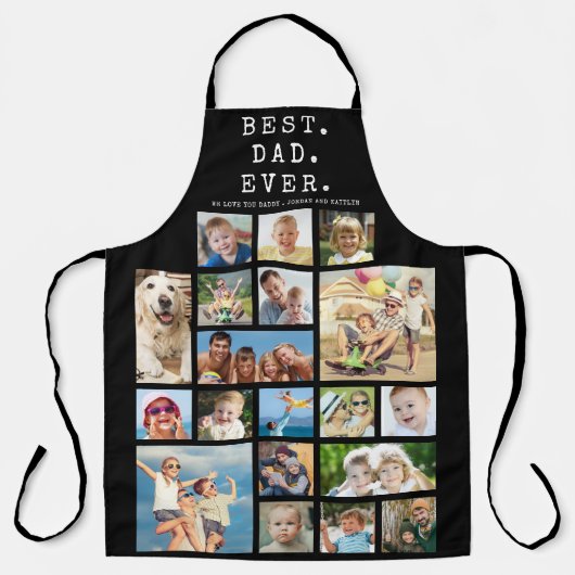 モダン最高のパパ19枚フォトコラージュカスタム エプロン (正面)