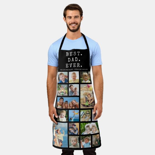 モダン最高のパパ19枚フォトコラージュカスタム エプロン (着用した状態)