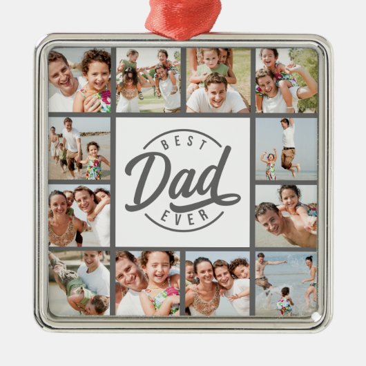 モダン最高のパパEver 12フォトコラージュ メタルオーナメント (正面)