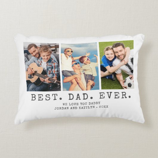 モダン最高のパパEVER 3パーソナライズされた枚 アクセントクッション (正面)