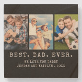 モダン最高のパパEVER 3パーソナライズされた枚 ストーンコースター (正面)