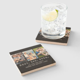 モダン最高のパパEVER 3パーソナライズされた枚 ストーンコースター