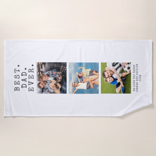 モダン最高のパパEVER 3パーソナライズされた枚 ビーチタオル (正面)