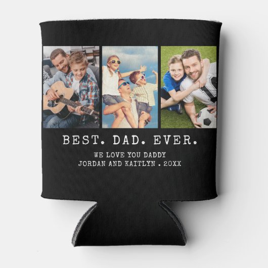 モダン最高のパパEVER 3パーソナライズされた枚 缶クーラー (正面)