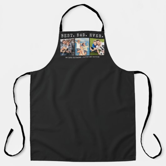 モダン最高のパパEVER 3枚の写真パーソナライズされたカスタム エプロン (正面)