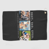 モダン最高のパパEVER 3枚の写真パーソナライズされたカスタム ゴルフタオル (横)