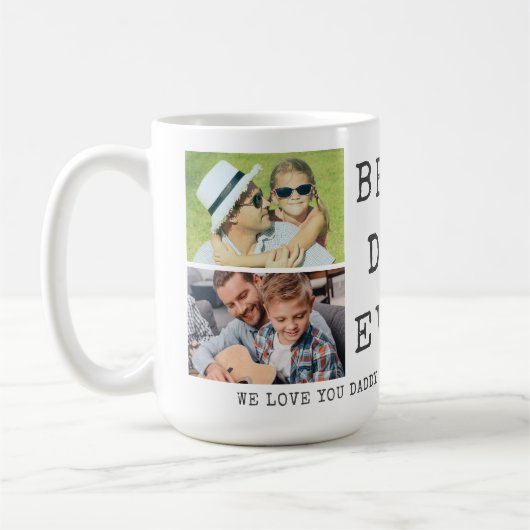 モダン最高のパパEVER 4カスタム写真 コーヒーマグカップ (左)