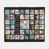 モダン最高のパパEVER 41フォトコラージュ黒 フリースブランケット (正面(横))