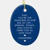 モダン最高のパパEVER BLUE SEAHORSE父の日 セラミックオーナメント (裏面)