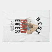 モダン最高のパパEver Father's Day Round Photo キッチンタオル (横)