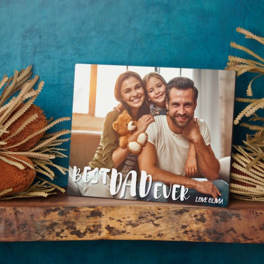 モダン最高のパパever Photo Collageの父親の日 フォトプラーク (側面)