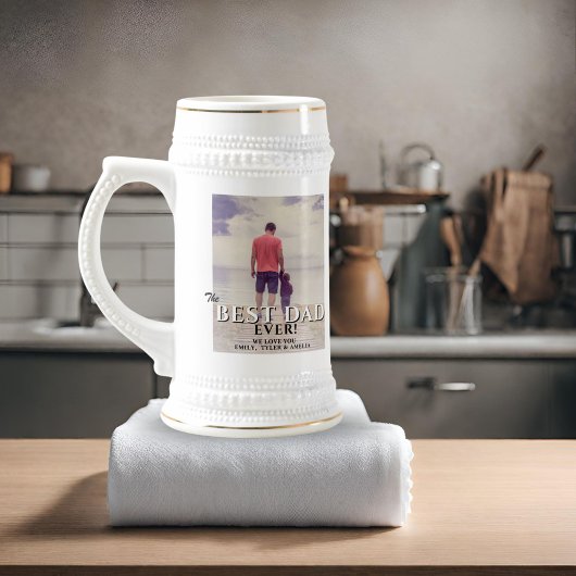モダン最高のパパEver Photo Father's Day ビールジョッキ