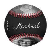モダン最高のパパEver Photo Father's Day from Son 野球ボール (裏面)