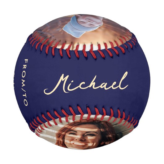 モダン最高のパパEver Photo From Daughter Blue金ゴールド 野球ボール (裏面)
