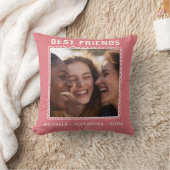 モダン最高の友のピンク写真 クッション (ブランケット)