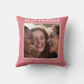 モダン最高の友のピンク写真 クッション (裏面)