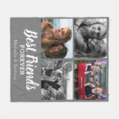 モダン最高の友の写真 |グレー フリースブランケット (正面(横))