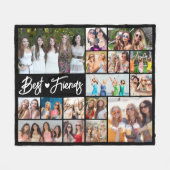 モダン最高の友達16写真コラージュ フリースブランケット (正面(横))