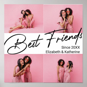 モダン最高の友達4 Photo Collage Gift ポスター