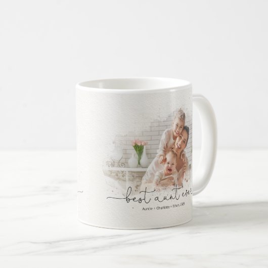 モダン最高の叔母Everスクリプト引用文名Year コーヒーマグカップ (正面右)